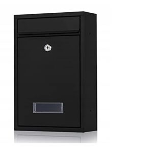 Virone Bali Boîte aux Lettres avec Plaque Nominative en Acier galvanisé avec Une clé (Le Noir)