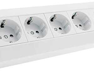 4-fach Steckdosenblock + 2x USB, weiß