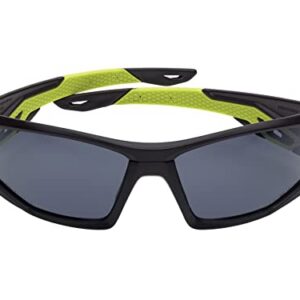 Oculaire en PC fumé durci & anti-buée PLATINUM - Monture bi-matière PC + TPR noire et vert