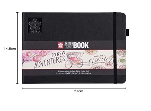 SAKURA — Cahier de Croquis Noir 21 x 14,8 cm 80 feuilles – Image 2