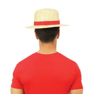 Alternative view of P'TIT CLOWN — Chapeau de paille adulte ruban rouge