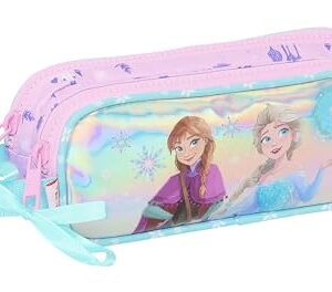 Safta Frozen Cool Days Trousse Double pour Enfant, idéale pour Les Enfants d'âge Scolaire, Confortable et Polyvalente, qualité et résistance, 21 x 6 x 8 cm, Violet/Bleu Ciel, Violet/Bleu Ciel,