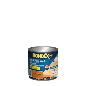 BONDEX - Vernis - 2en1 : Protège et Embellit les meubles, boiseries et objets en bois bruts ou vernis - Haute résistance aux chocs, taches, rayures et imperméable à l'eau - Finition parfaitement lisse