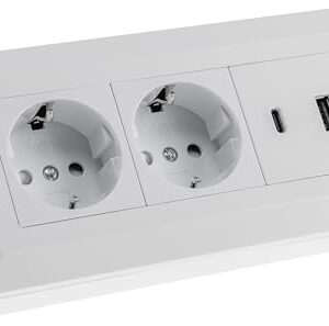 2-fach Steckdosenblock, USB-A+C, weiß