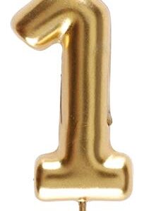 Santex mariage Bougie 9cm dorée, Chiffre 1