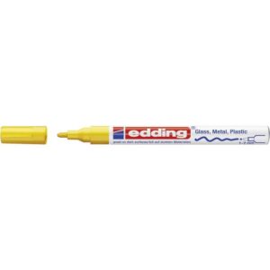 edding 751 Marqueur peinture brillante - jaune - 1 feutre peinture brillante - pointe ronde 1-2mm - pour dessin, coloriage, scrapbooking - étanche, très opaque, Unité