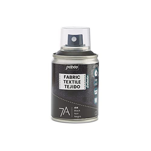 Pébéo - Peinture en Spray pour Textiles 7A - Tissus Naturels et Synthétiques - Base Eau - Sans Solvant - Résistante au Lavage Machine - sur Tissu 100 ml (Lot de 1) Couleur Noir