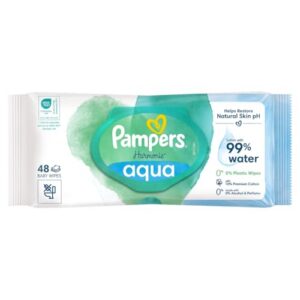 PAMPERS Harmonie Aqua — Lingettes bébé 0% plastique x48