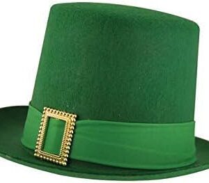 P'TIT CLOWN - 20042 - Chapeau Feutre Haut de Forme St Patrick - Accessoire de Déguisement parfait pour les Évènements sur le Thème de l'Irlande - Adulte, Unisexe - Polyester - Vert