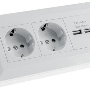 2-fach Steckdosenblock + 2x USB, weiß