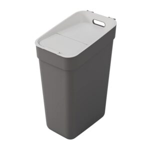 Curver Poubelle de Tri 30L Ready To Collect - Avec Support Mural pour Mur ou Porte - Cuisine, Salle de Bain, Buanderie - 100% Recyclé -Anthracite