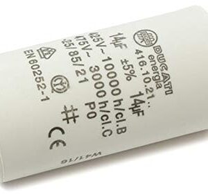 DUCATI ENERGIA Condensateur moteur 14uF ± 5%/475V, polypropylène métallisé, rond, montage sur panneau, W1-11014/DUC