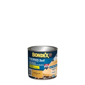 BONDEX - Vernis - 2en1 : Protège et Embellit les meubles, boiseries et objets en bois bruts ou vernis - Haute résistance aux chocs, taches, rayures et imperméable à l'eau - Finition parfaitement lisse