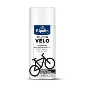 RIPOLIN - Peinture solution Vélo - Formule sans coulure - Multi-supports : métal, bois, pierre, etc - Sans sous-couche y compris sur métal - Résiste aux UV et intempéries - Mat velouté - 400ml - Gris