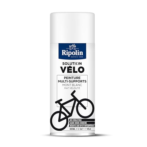 RIPOLIN - Peinture solution Vélo - Formule sans coulure - Multi-supports : métal, bois, pierre, etc - Sans sous-couche y compris sur métal - Résiste aux UV et intempéries - Mat velouté - 400ml - Gris