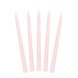 PartyDeco SKMAT-081 Lot de 10 bougies de table, conique vers le haut, rose clair, mat, 24 cm