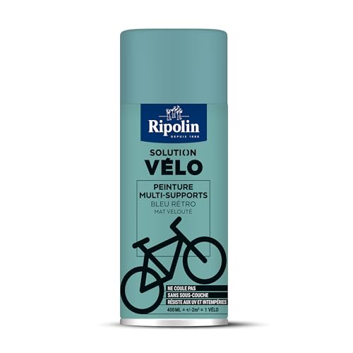 RIPOLIN - Peinture solution Vélo - Formule sans coulure - Multi-supports : métal, bois, pierre, etc - Sans sous-couche y compris sur métal - Résiste aux UV et intempéries - Mat velouté - 400ml - Prima