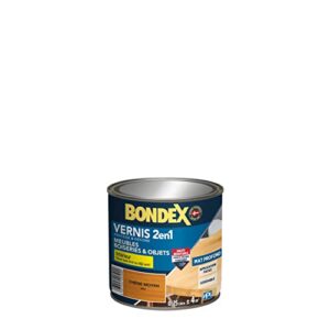 BONDEX - Vernis - 2en1 : Protège et Embellit les meubles, boiseries et objets en bois bruts ou vernis - Haute résistance aux chocs, taches, rayures et imperméable à l'eau - Finition parfaitement lisse