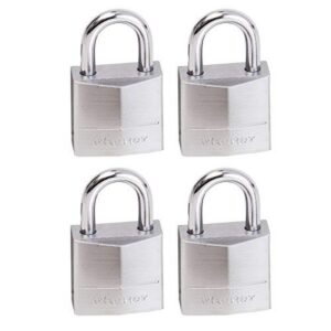 Lot de 4 cadenas laiton massif chromé 20 mm s'entrouvrants - anse acier, diam. 4mm - cylindre 3 goupilles