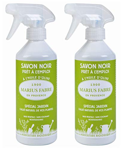 Marius Fabre Savon liquide noire dans flacon vaporisateur, spécialement conçue pour le jardin - Lot de 2 x 500 ml
