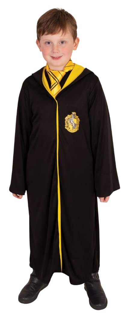 RUBIE'S Harry Potter Officiel - Robe Poufsouffle - Déguisement Enfant - 7-10 ans - Costume Robe Noire à Capuche - Pour, Carnaval - Idée Cadeau de Noël