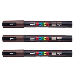Posca - Marqueurs PC-3 M Uni-Ball - Gamme complète de 40 couleurs disponibles (Lot de 3) marron foncé