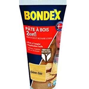 BONDEX - Pâte à bois - Rebouche et Restaure le Bois - Séchage rapide - Prêt à l'emploi - Ne se fendille pas, ne se rétracte pas - 250g - Chêne moyen