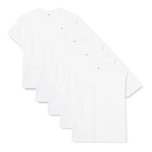 Fruit of the Loom Super Premium Short Sleeve T-Shirt, Blanc, L (Lot de 5) Homme