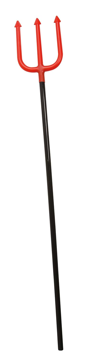 P'tit Clown - Trident Diable - 55 cm - Devil Fork - Fourche Rouge en Plastique - Accessoire Déguisement Halloween, Cosplay, Fêtes Costumées, Soirées à Thème, Carnaval et Décorations