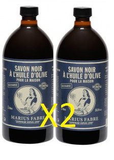 Marius Fabre SAVON DE MARSEILLE - Savon Noir à L'Huile d'Olive 1L - Lot de 2 Flacons - 2 x 1L