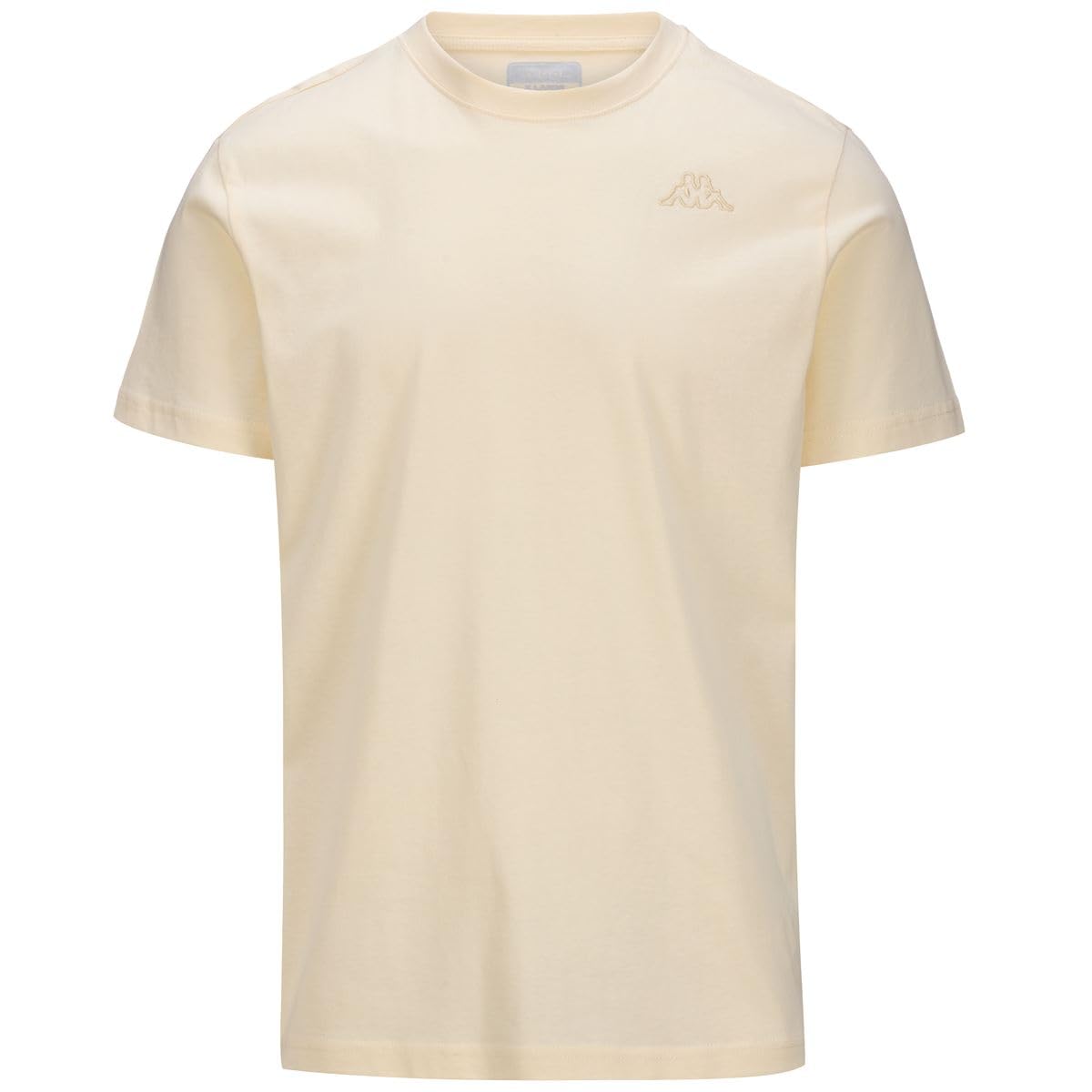 Kappa Cafers Slim Tee T-Shirt Technique Confortable et élégant, Blanc Lait/Beige, S Homme