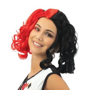 Alternative view of P'TIT CLOWN — Perruque Arlequin Femme Noir et Rouge