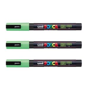 Posca - Marqueurs PC-3 M Uni-Ball - Gamme complète de 40 couleurs disponibles (Lot de 3) vert clair