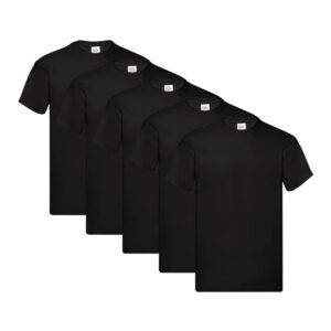 Fruit of the Loom Lot de 5 t-Shirts Originaux pour Homme, Noir, XXL