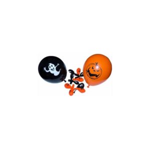 P'TIT CLOWN - 10330 - Ballons Halloween - Lot de 10 - Ø 23 cm - Motifs Fantôme & Citrouille - Gonflables à l’Air ou Hélium - Déco Soirée, Maison Hantée, Fête à Thème - Latex - Orange et Noir -