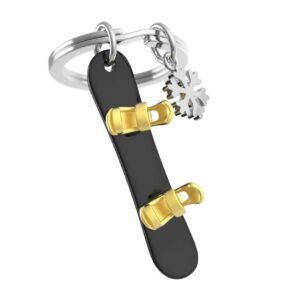 METALMORPHOSE - Porte-clés Métal 3D Snowboard & son Flocon - Pour les Passionnés de Sport d'Hiver - Cadeau Homme, Cadeau Femme - Jeux Olympiques - MTM148-01
