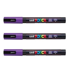 Posca - Marqueurs PC-3 M Uni-Ball - Gamme complète de 40 couleurs disponibles (Lot de 3) violet