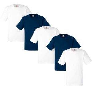Fruit of the Loom Lot de 5 t-shirts pour homme., Blanc/bleu marine, M