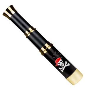 Boland 74313 Télescope Pirate 18 à 32 cm Diamètre 4 cm Plastique Télescope Extensible Boucanier Marin Jouet Accessoire, Noir avec des Accents Dorés