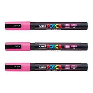Posca - Marqueurs PC-3 M Uni-Ball - Gamme complète de 40 couleurs disponibles (Lot de 3) rose