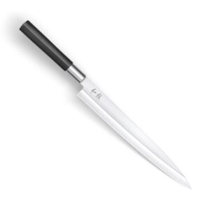 KAI Wasabi Black Yanagiba - Longueur de lame de 24,0 cm - acier inoxydable poli 6A/1K6 58 (±1) HRC - manche en polypropylène noir - couteau à sushi, couteau à sashimi - Fabriqué au Japon