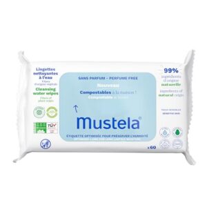 MUSTELA — Lingettes compostables sans parfum x60