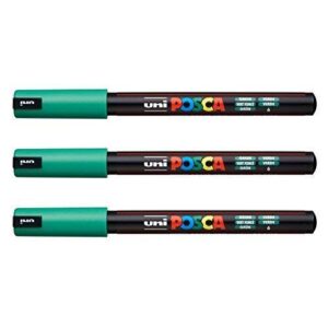 Lot de 3 feutres Posca PC-1MR Uni-Ball, disponible dans une gamme de 16 couleurs Green