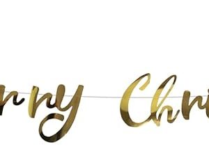 P'TIT CLOWN - Guirlande de Noël - Décoration Noel à Suspendre - pour Décorer Sapin, Maison, Porte d'Entrée, Rebords de Fenêtres et Cheminées, Déco Murale (Or - Merry Christmas, 2 m)