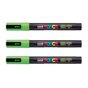 Posca - Marqueurs PC-3 M Uni-Ball - Gamme complète de 40 couleurs disponibles (Lot de 3) vert pomme