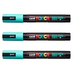 Posca Lot de 3 marqueurs PC-5M Uni-Ball (gamme complète de 35 couleurs disponibles) aqua vert