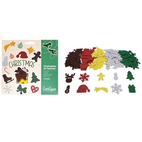 GOMMETTES EN FEUTRINE - NOËL - ø 3 - 5 cm - 150 pcs - 5 coloris