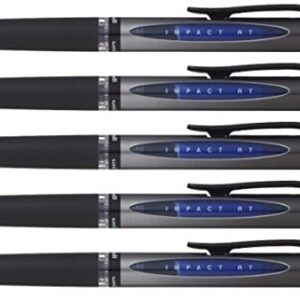 Uniball Lot de 5 stylos gel Impact RT UMN 15210S B avec mécanisme à pression Bleu