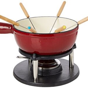 385052 Service à fondue fonte rouge Savoyard