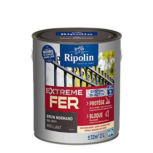 RIPOLIN — Peinture fer extérieur antirouille brillante 2L